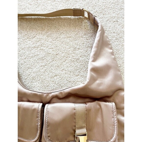 Steve Madden Cole Satin Hobo Slouch Handbag Gym Diaper Bag Rose Gold 90s Y2K - Picture 3 of 12